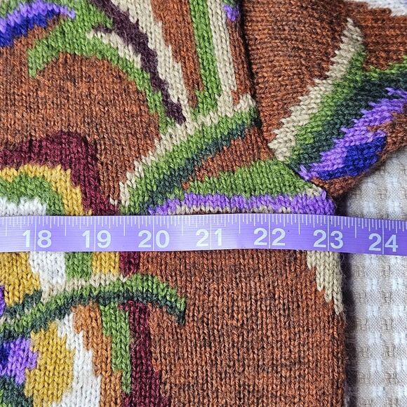 Adrienne Vittadini Rust Floral Long Sleeve Wool Blend Cozy Knit Tunic Sweater - Picture 9 of 11